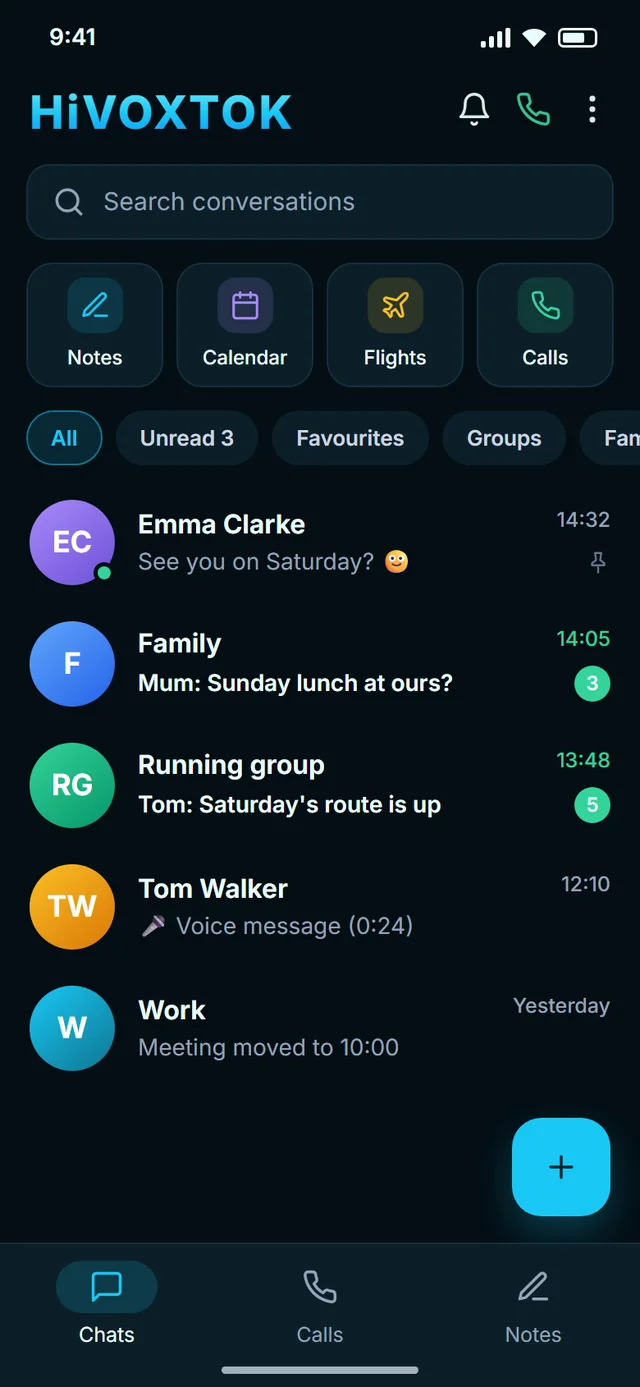 Private, end-to-end encrypted messages